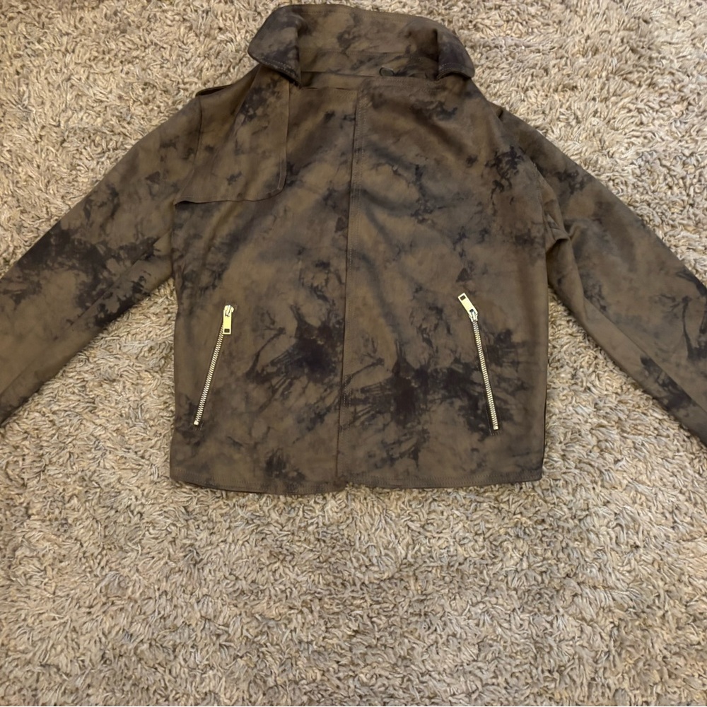 Tahari Brown Faux Leather Jacket